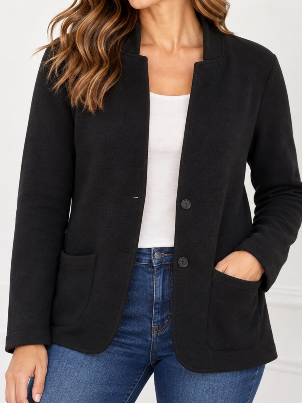 J.Crew Black 100% Cotton Knit Blazer Cardigan Jacket XXL